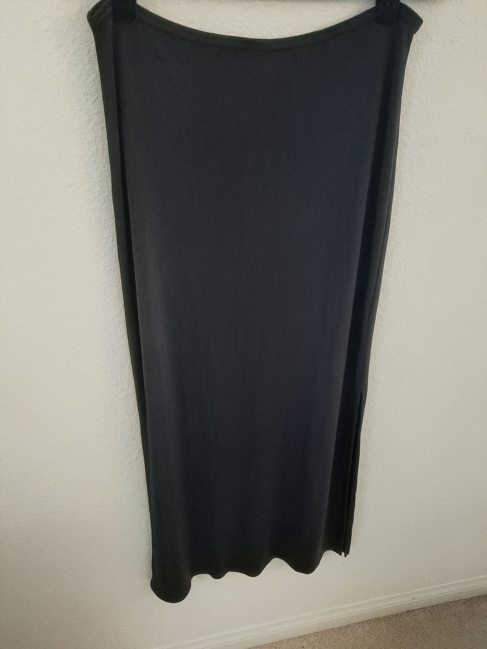 Vintage 90s Wrapper Black Maxi Skirt - Side Slit - Straight Silhouette